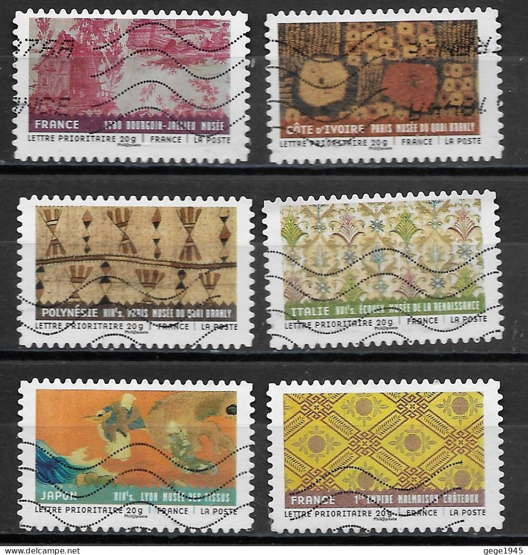 France  2011  Obitéré  Autoadhésif  N° 512 - 513 - 514 - 515 - 520 - 523  -   Tissus   " TRES  DECALES  VERTICALEMENT  " - Used Stamps