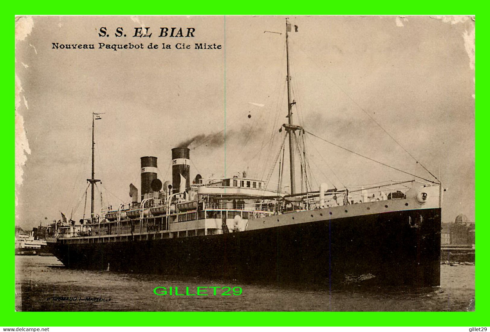 SHIP, BATEAU - " S. S. EL BIAR " NOUVEAU PAQUEBOT DE LA CIE MIXTE - - Steamers