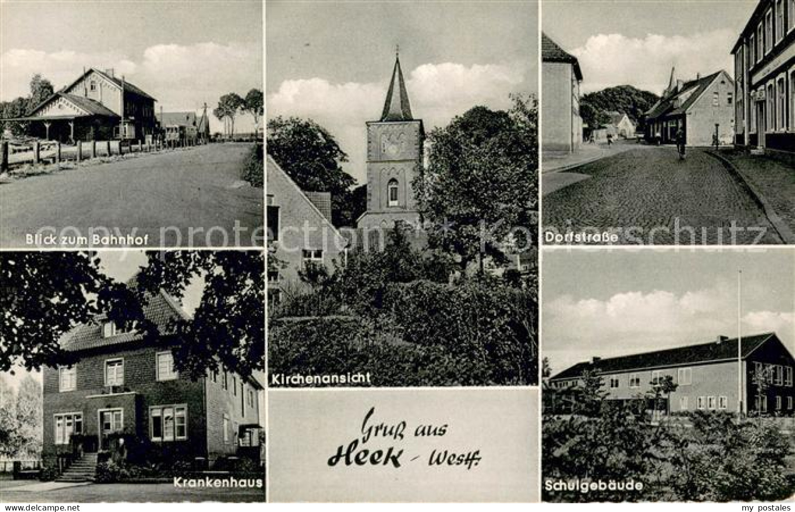 73707400 Heek Borken Kirche Bahnhof Dorfstrasse Krankenhaus Schulgebaeude Heek B - Andere & Zonder Classificatie