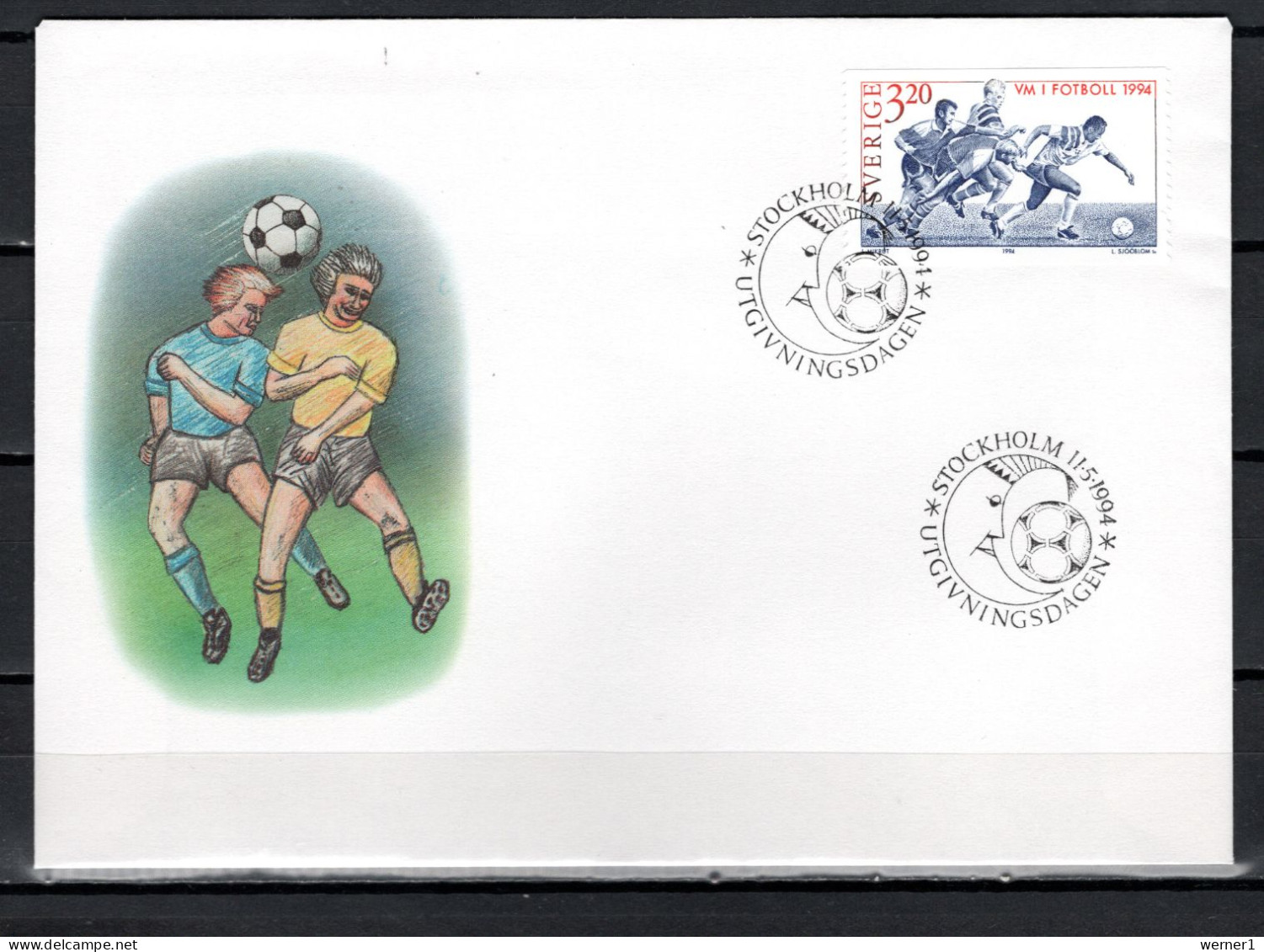 Sweden 1994 Football Soccer World Cup Stamp On FDC - 1994 – Estados Unidos