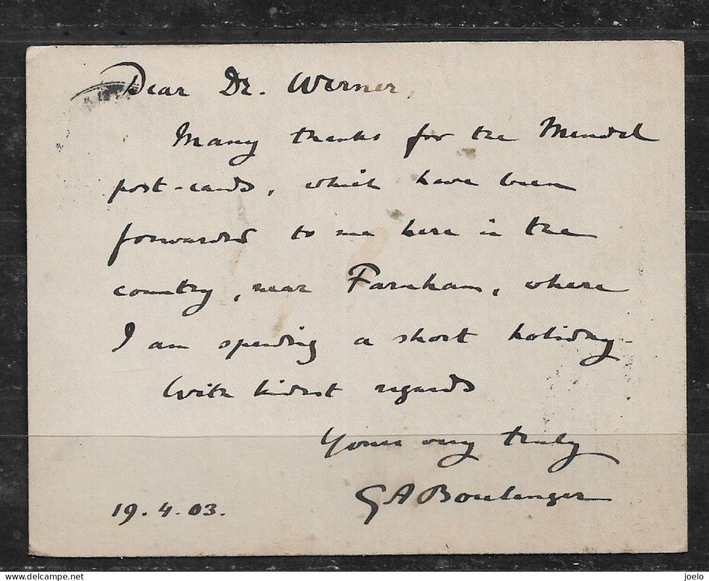 GB 1908 KE Vll REPLY PAID HALFPENNY FROM FARNHAM TO VIENNA - Storia Postale