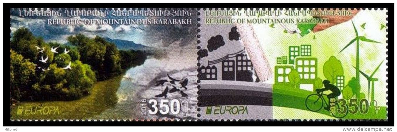 SALE!!! NAGORNO KARABAJ HAUTE KARABAKH BERGKARABACH 2016 EUROPA CEPT THINK GREEN 2 Stamps Se-tenant Pair MNH ** - 2016