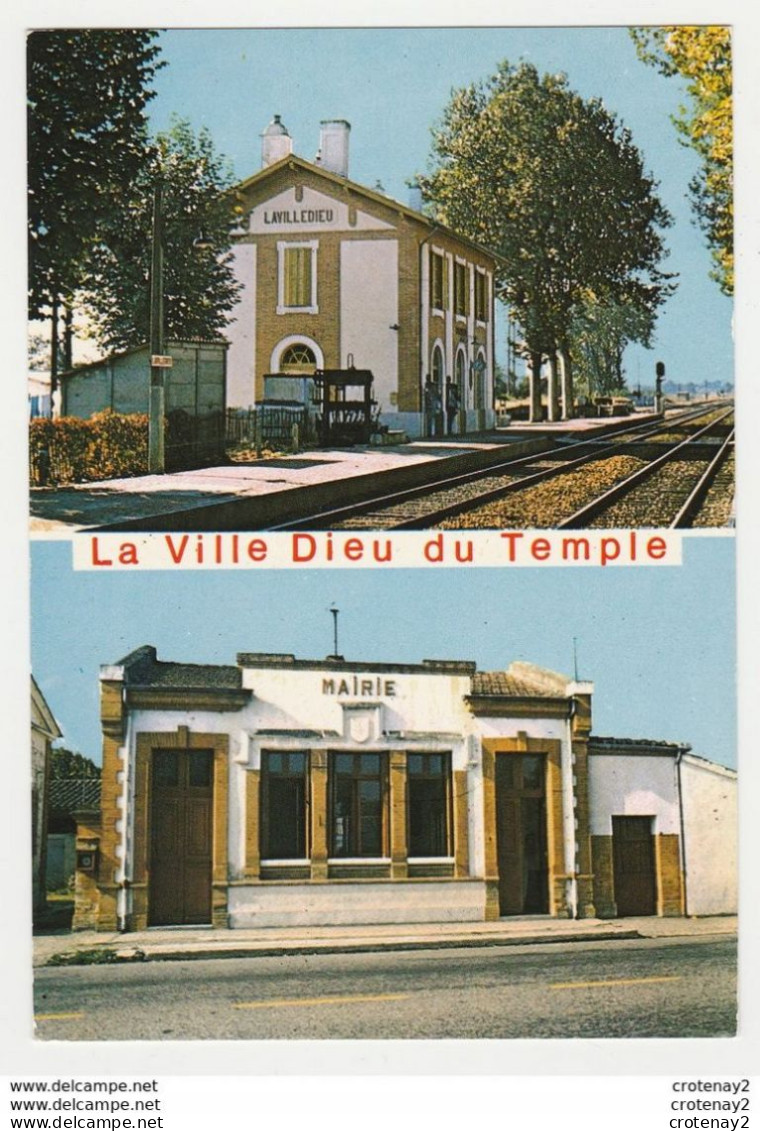 82 LA VILLE DIEU DU TEMPLE Entre Montauban Et Castelsarrazin N°6623 La Gare Et La Mairie En 1981 - Castelsarrasin
