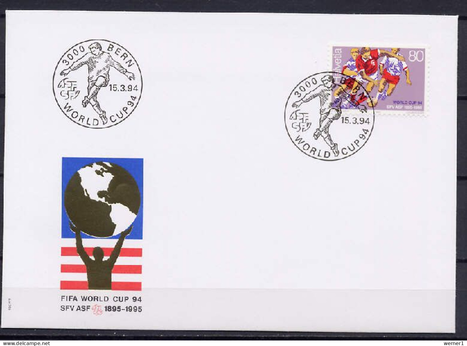 Switzerland 1994 Football Soccer World Cup Stamp On FDC - 1994 – USA