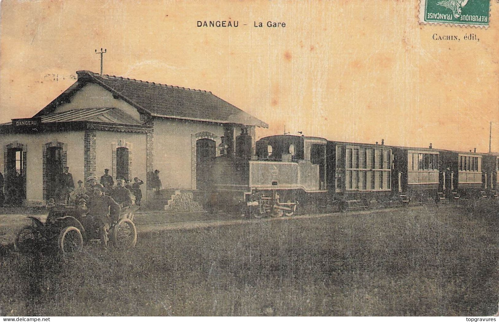 CPA 28 Dangeau La Gare Et Le Train Tramway - Other & Unclassified