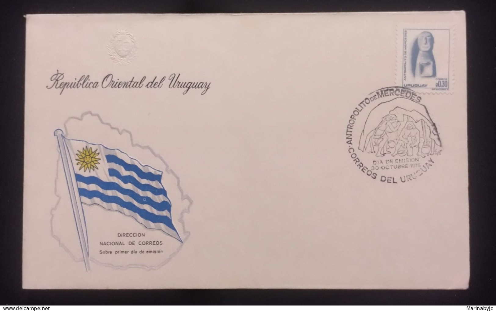 D)1976, URUGUAY, FIRST DAY COVER, ISSUE, NATIONAL ISSUES, ANTHROPOLITO DE MERCEDES, FDC - Uruguay