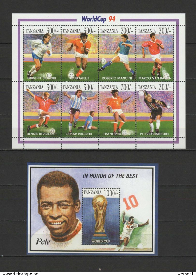 Tanzania 1994 Football Soccer World Cup Sheetlet + S/s MNH - 1994 – États-Unis
