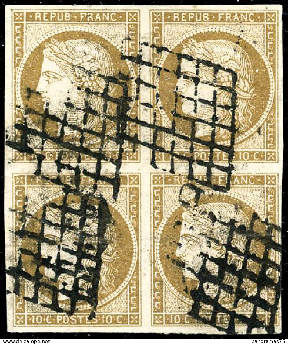 Obl. N°1 10c Bistre-jaune, Bloc De 4 - TB - 1849-1850 Cérès