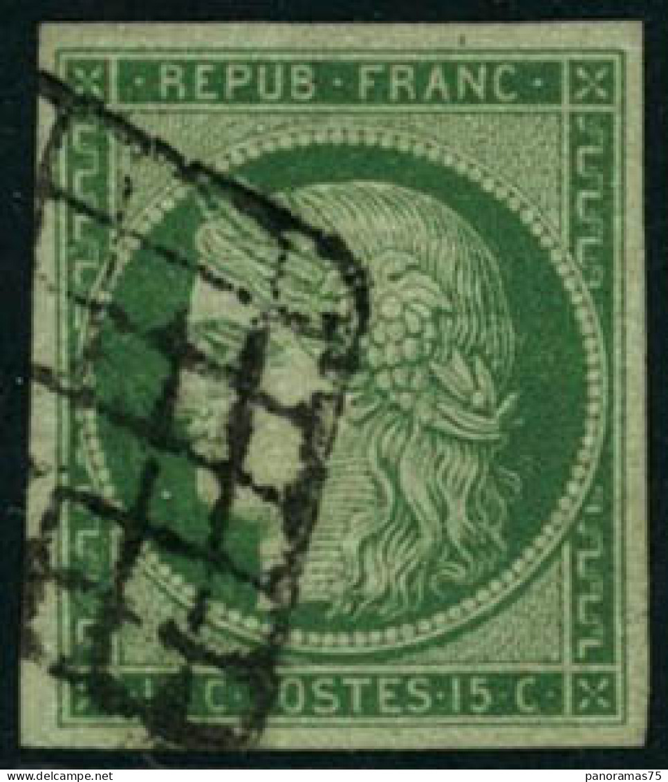 Obl. N°2 15c Vert - TB - 1849-1850 Ceres