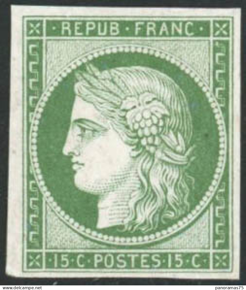 (*) N°2 15c Vert, Essai Sur Carton - TB - 1849-1850 Ceres