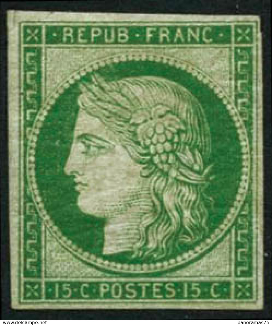 ** N°2e 15c Vert Réimp - TB - 1849-1850 Ceres