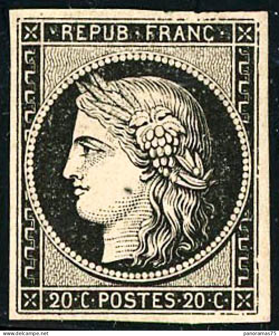 ** N°3 20c Noir S/jaune, Signé Brun - TB - 1849-1850 Cérès