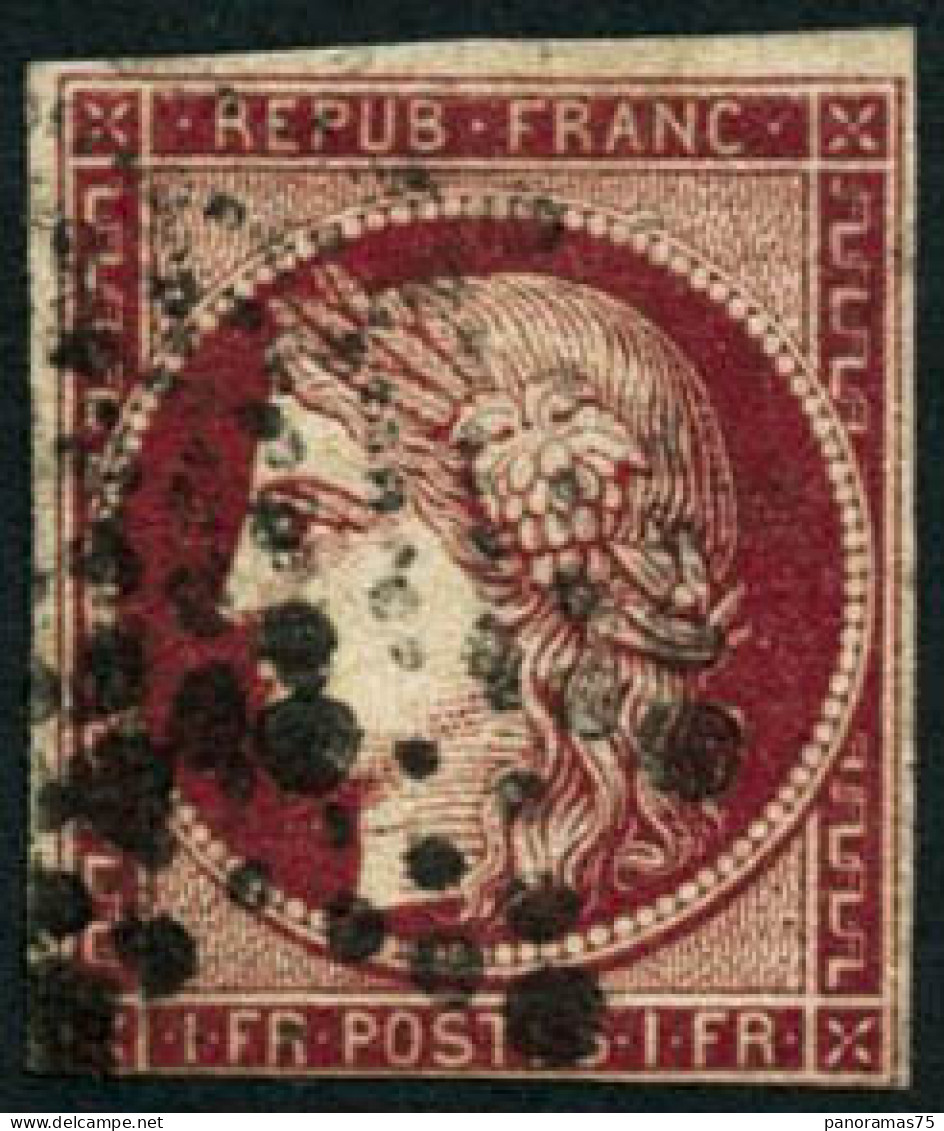 Obl. N°6d 1F Cerise, Qualité Standard, Certif Cérès - TB - 1849-1850 Cérès