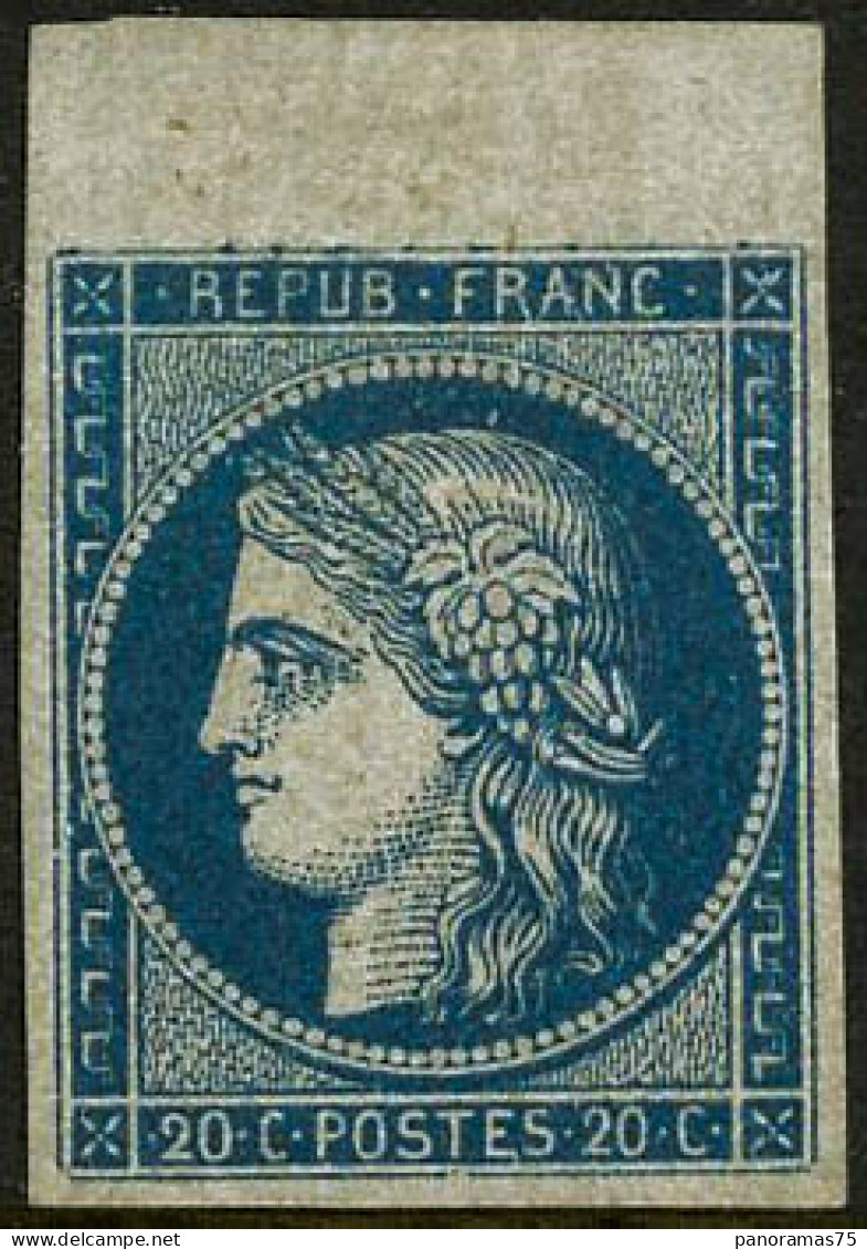 (*) N°8b 20c Bleu S/azuré (non émis) Signé Brun, RARE - TB - 1849-1850 Cérès