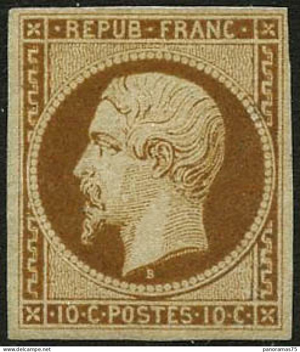 (*) N°9 10c Bistre, Neuf Sans Gomme, RARE - TB - 1852 Luigi-Napoleone