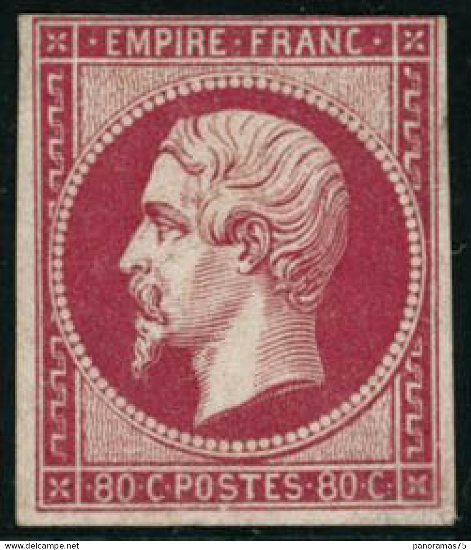 ** N°17B 80c Rose, Signé Maury Au Filet De Haut - B - 1853-1860 Napoleon III