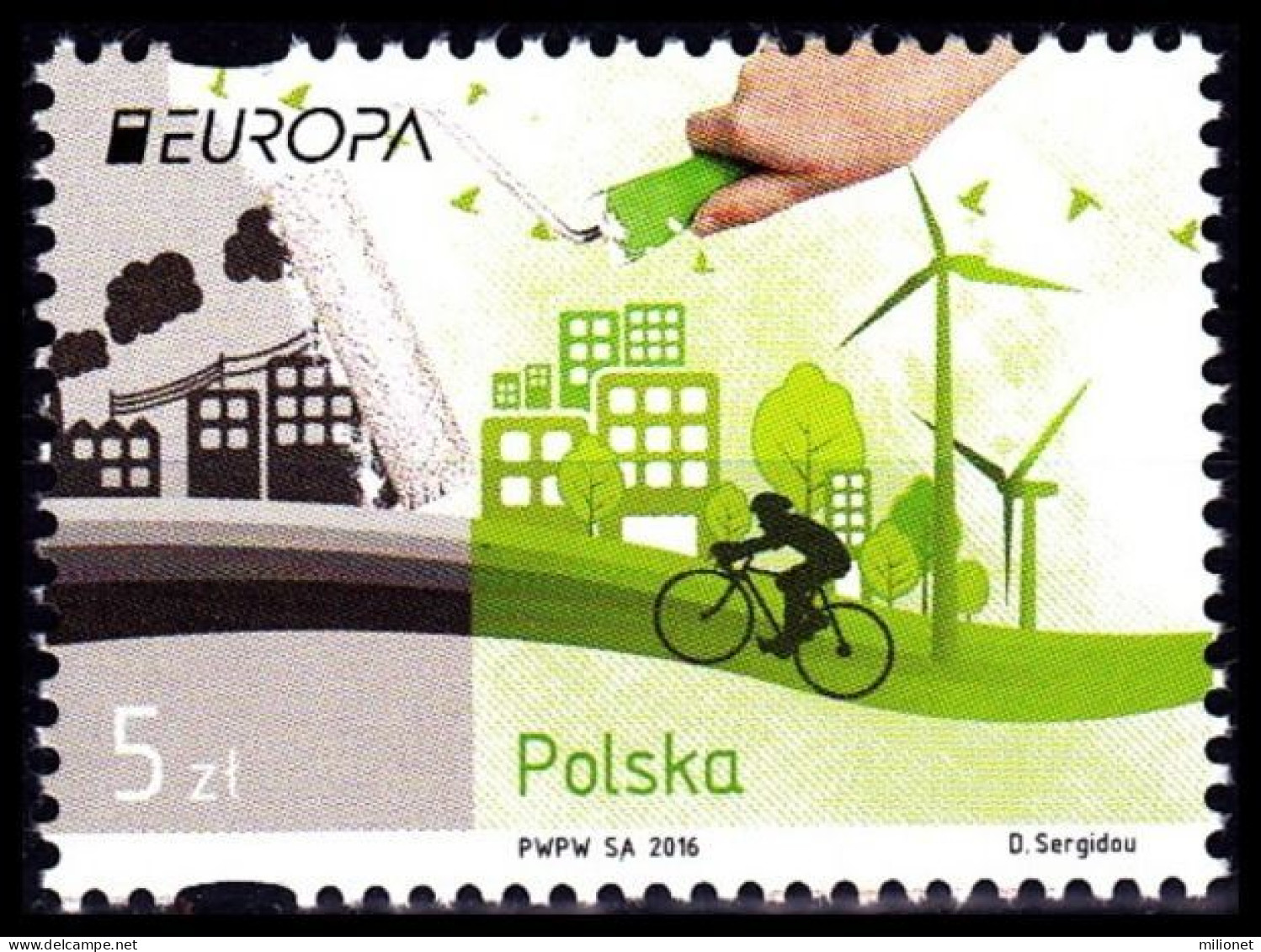 SALE!!! POLAND POLONIA POLOGNE POLEN 2016 EUROPA CEPT Think Green 1 Stamp Set MNH ** - 2016