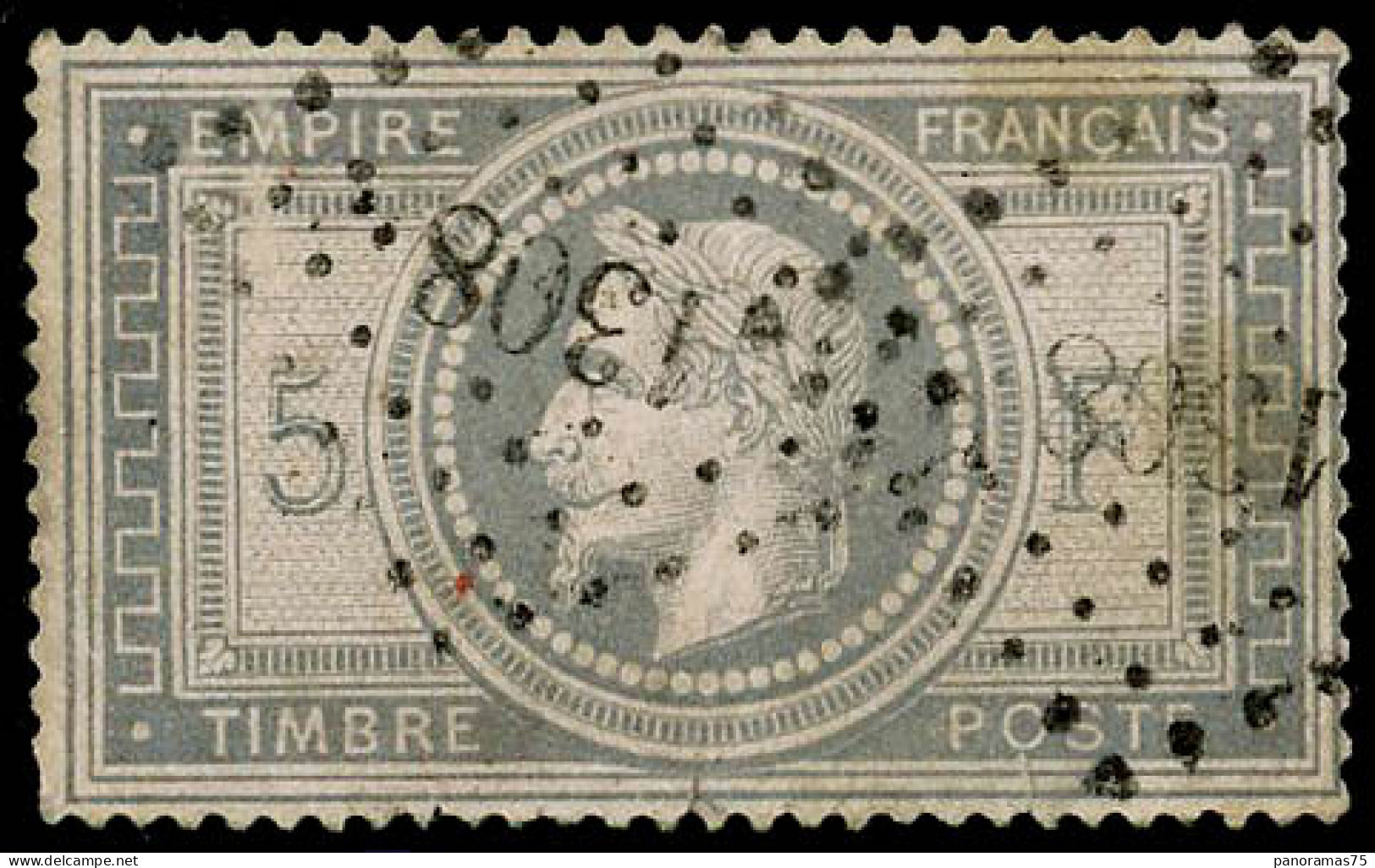 Obl. N°33 5F Empire Obl PC 1308, Pli - B - 1863-1870 Napoléon III. Laure