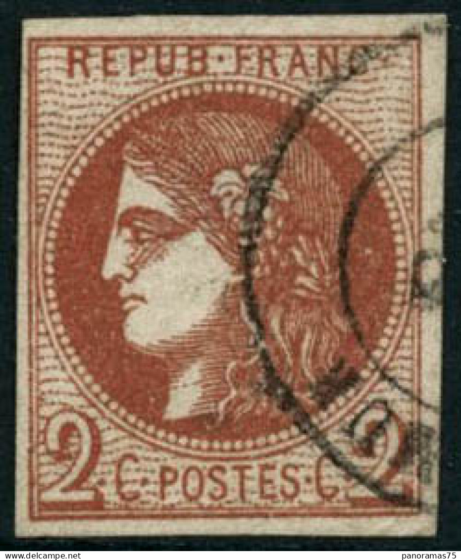Obl. N°40Ba 2c Rouge-brique, R2 Infime Pelurage - B - 1870 Ausgabe Bordeaux