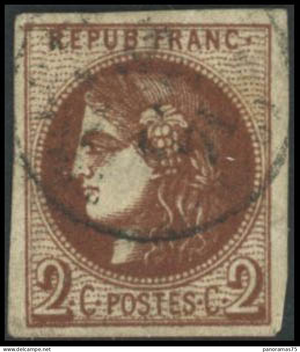 Obl. N°40Bb 2c Marron R2, Infime Pelurage - B - 1870 Emissione Di Bordeaux