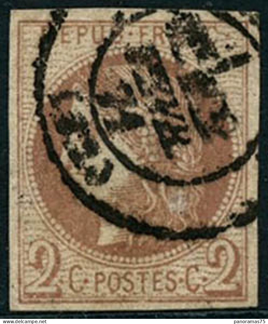 Obl. N°40Bg 2c Chocolat, R2 - TB - 1870 Ausgabe Bordeaux