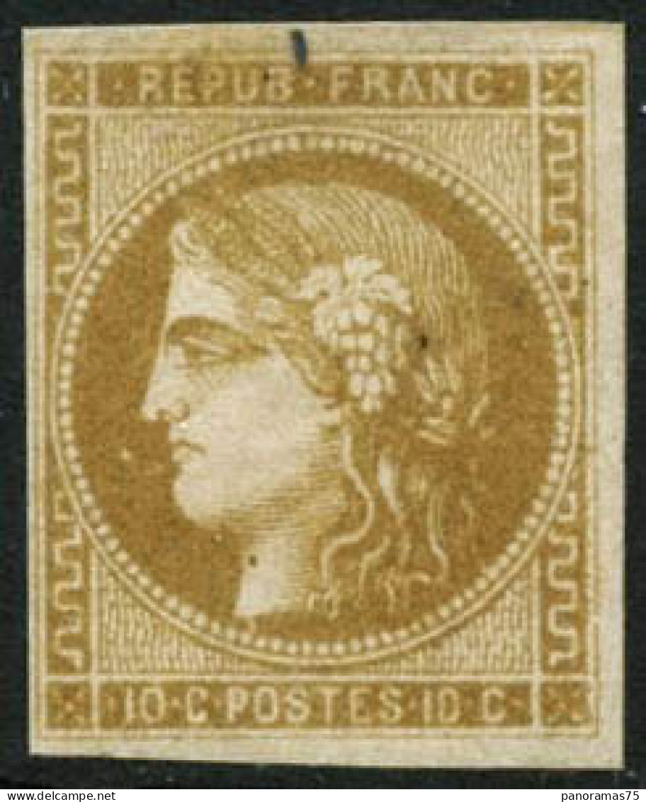 * N°43Ab 10c Bistre Verdâtre, R1 Quasi Sans Charnière - TB - 1870 Ausgabe Bordeaux