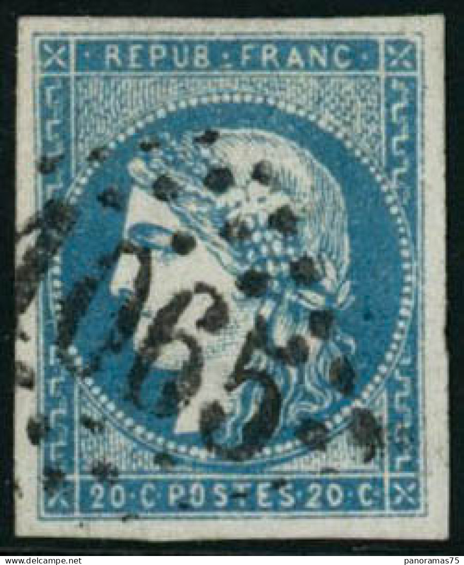 Obl. N°44A 20c Bleu Type I, R1 Pièce De Luxe Signé Scheller - TB - 1870 Emissione Di Bordeaux