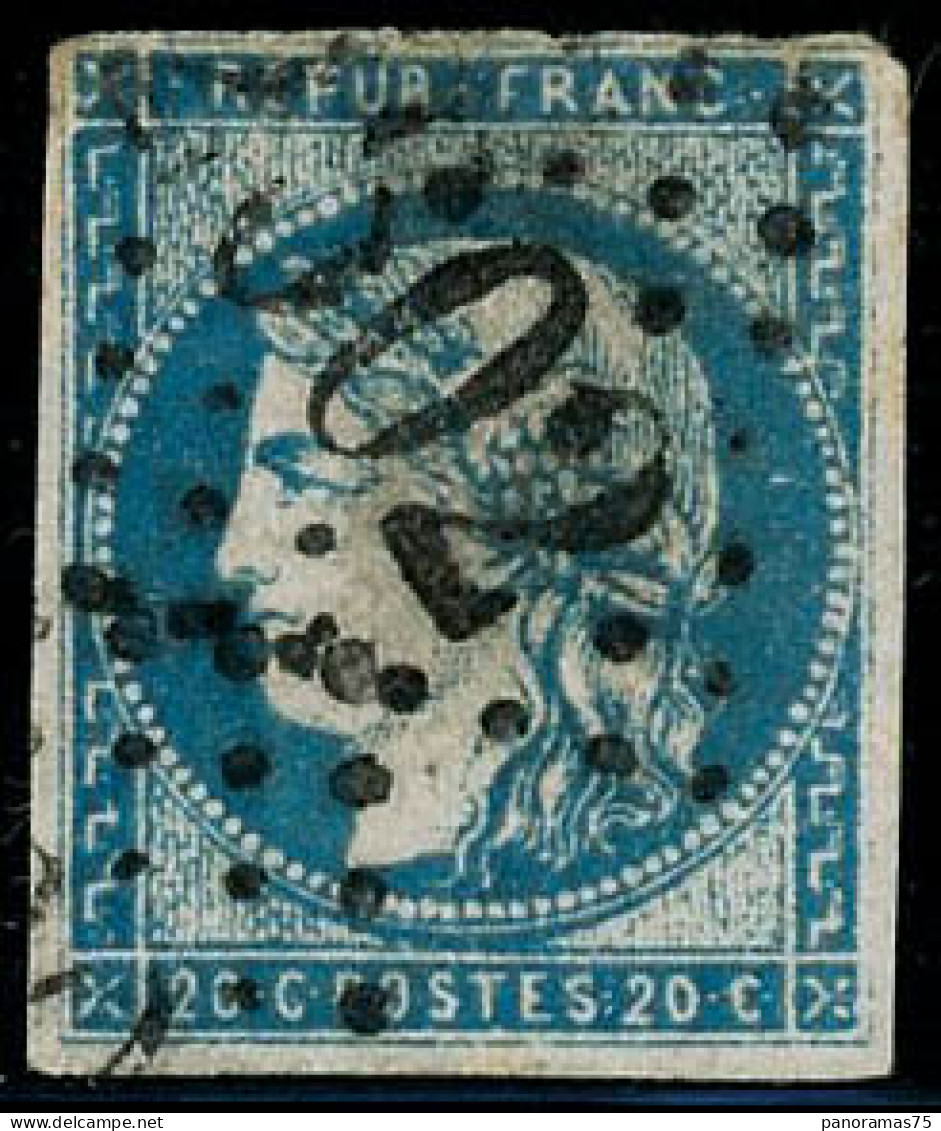 Obl. N°44A 20c Bleu Type I, R1 Qualité Standard - B - 1870 Ausgabe Bordeaux