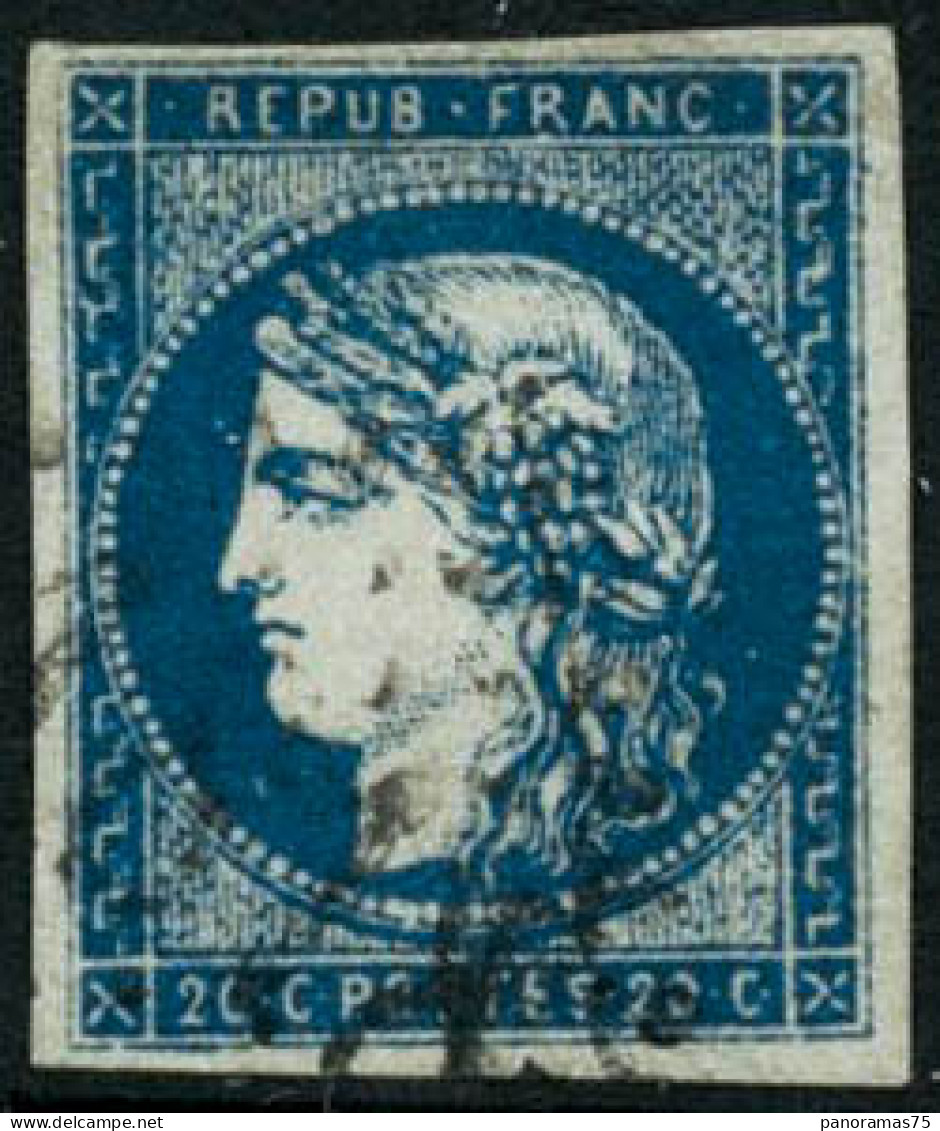 Obl. N°44Aa 20c Bleu Foncé, Type I R1 - TB - 1870 Emission De Bordeaux