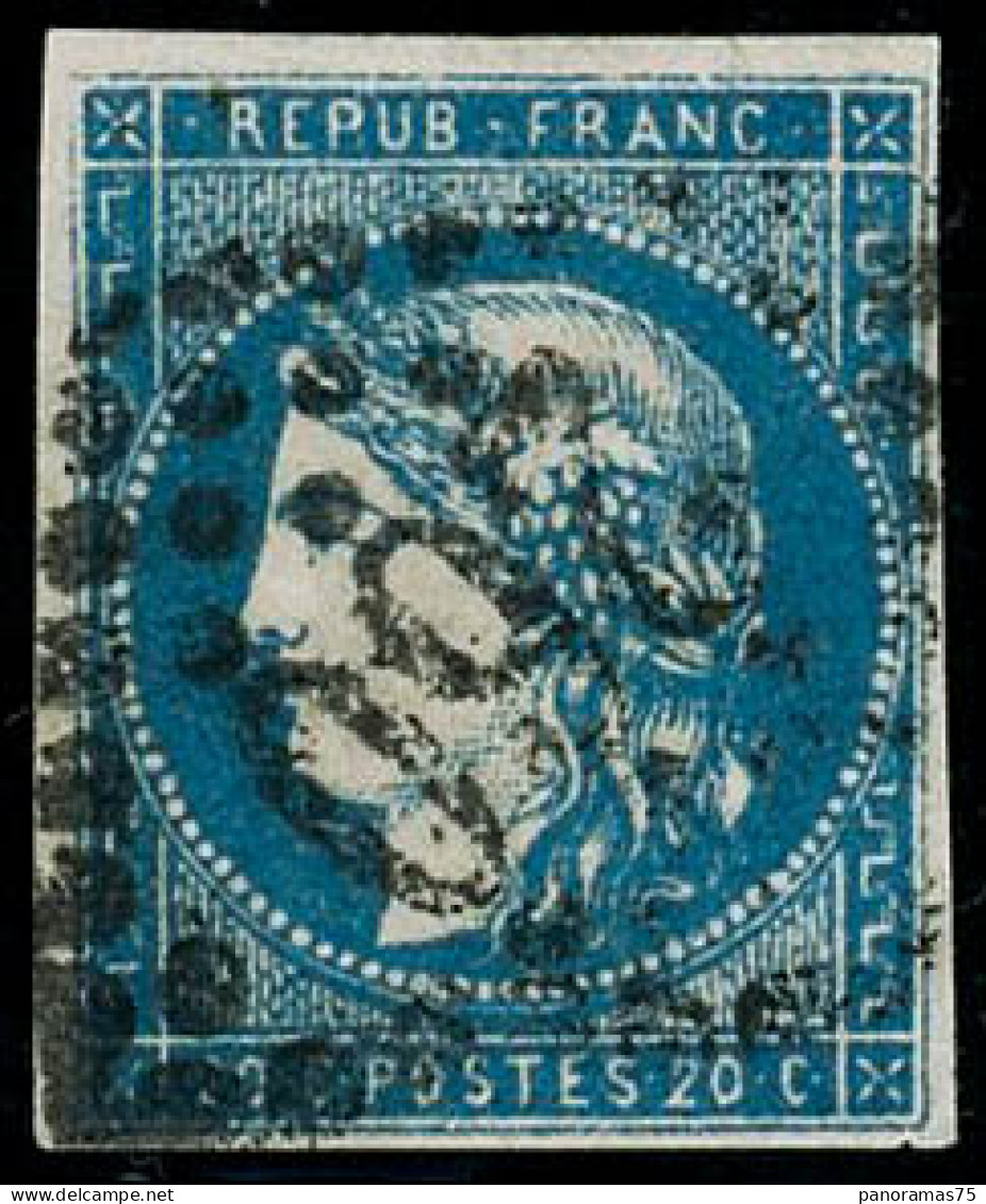 Obl. N°44B 20c Bleu, Type I R2 Petites Marges - TB - 1870 Emission De Bordeaux