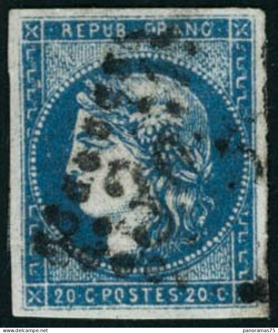 ** N°44Ba 20c Bleu Foncé, Type I RII - TB - 1870 Bordeaux Printing