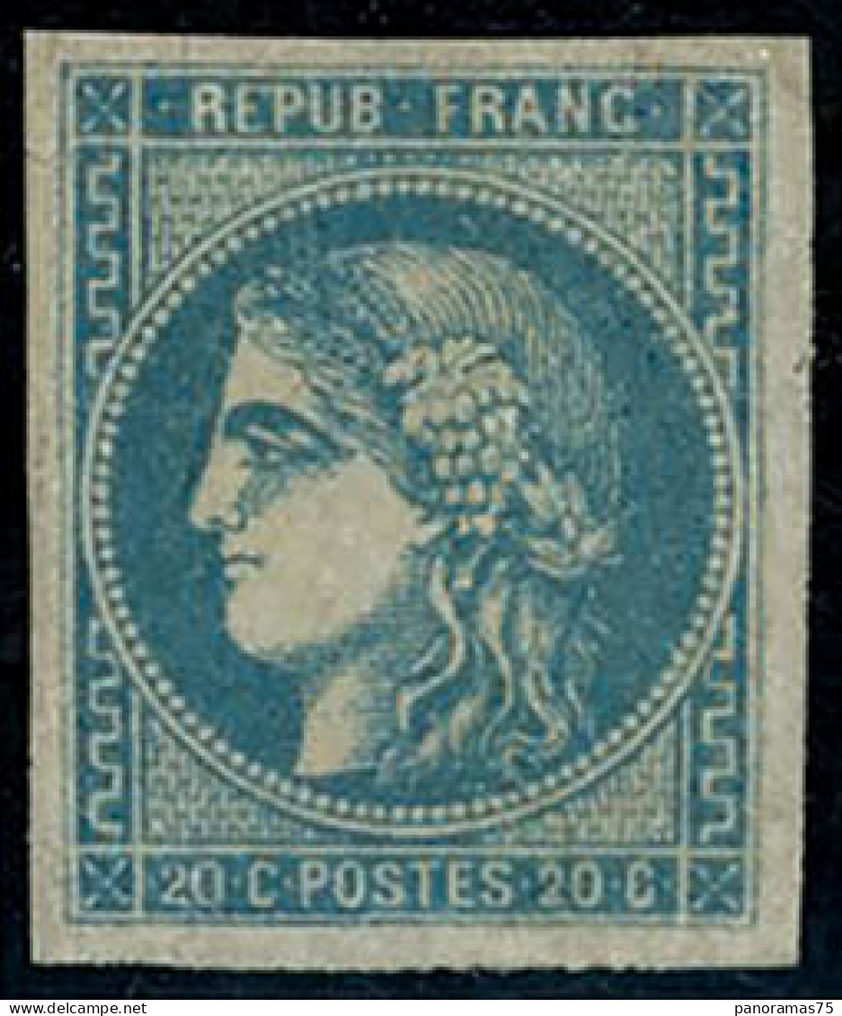 ** N°46B 20c Bleu, Type III R2 - TB - 1870 Ausgabe Bordeaux