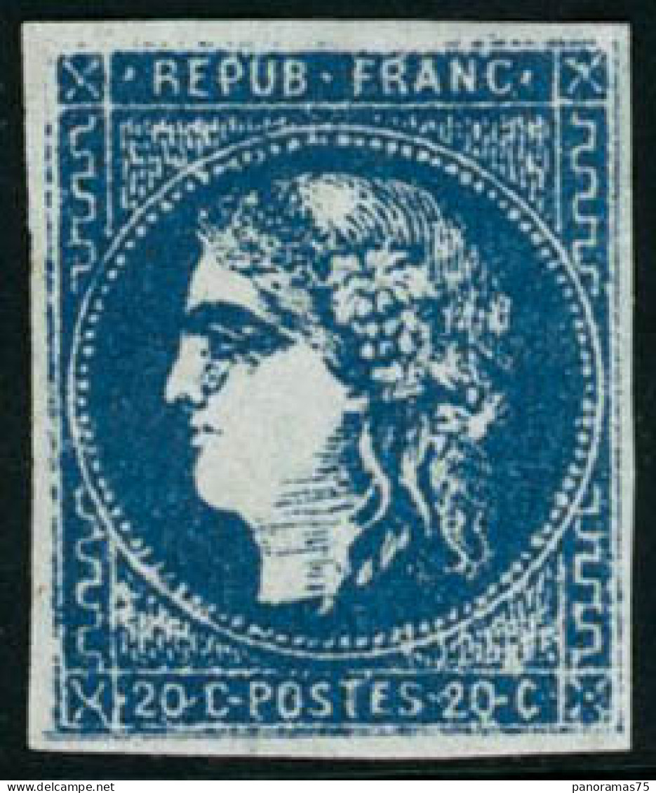 ** N°46B 20c Bleu R2, Type III Faux De Marseille - TB - 1870 Bordeaux Printing