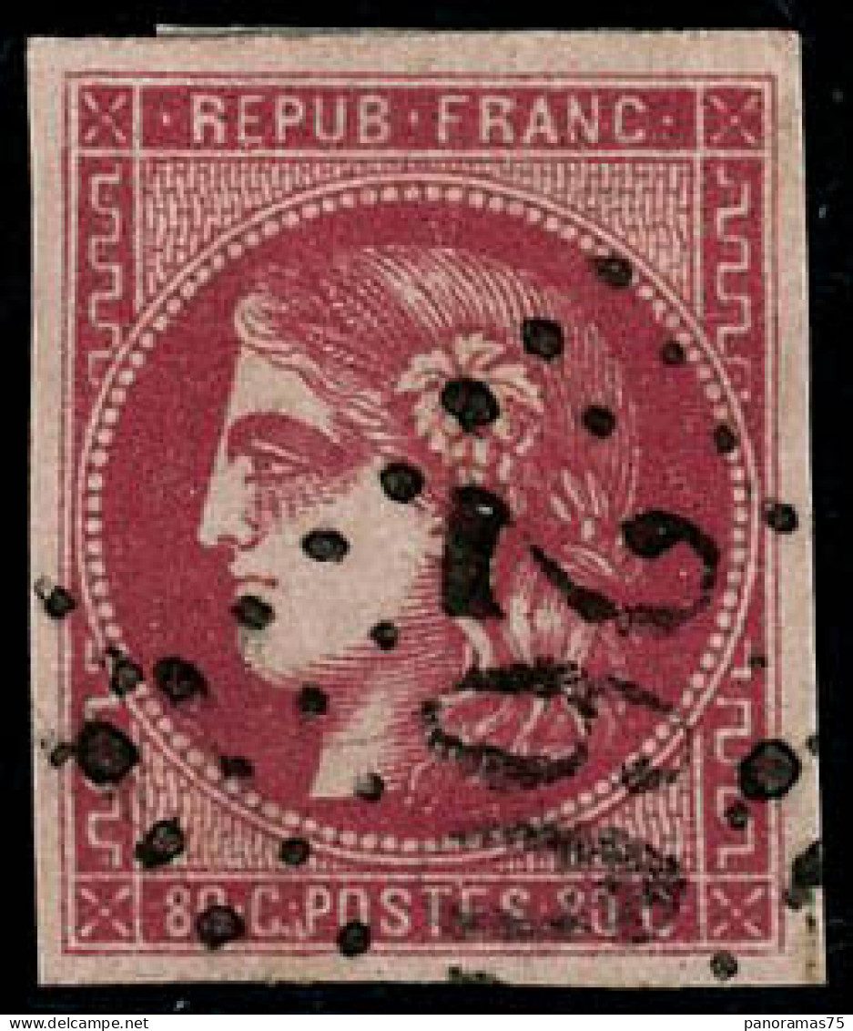 Obl. N°49d 80c Groseille - TB - 1870 Emisión De Bordeaux