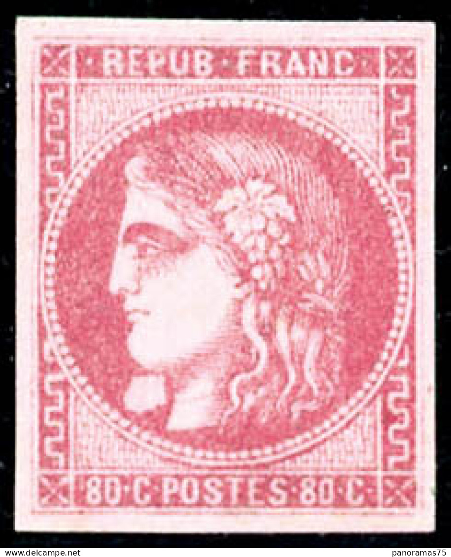 ** N°49g 80c Rose, Boule Blanche Sous Le Menton, Très RARE, Signé Calves Et Roumet - TB - 1870 Emission De Bordeaux