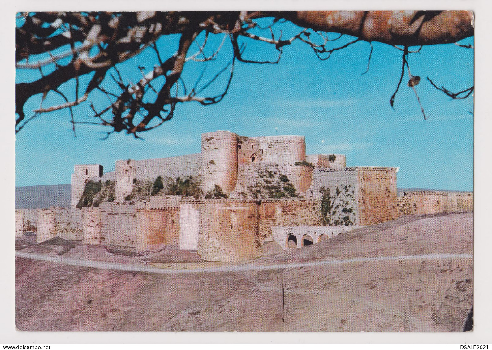 Syria Syrien Syrie Krak Des Chevaliers Castle, Knights Fortress View, 1960s Postcard W/Topic Stamp Sent To Bulgaria 1260 - Siria