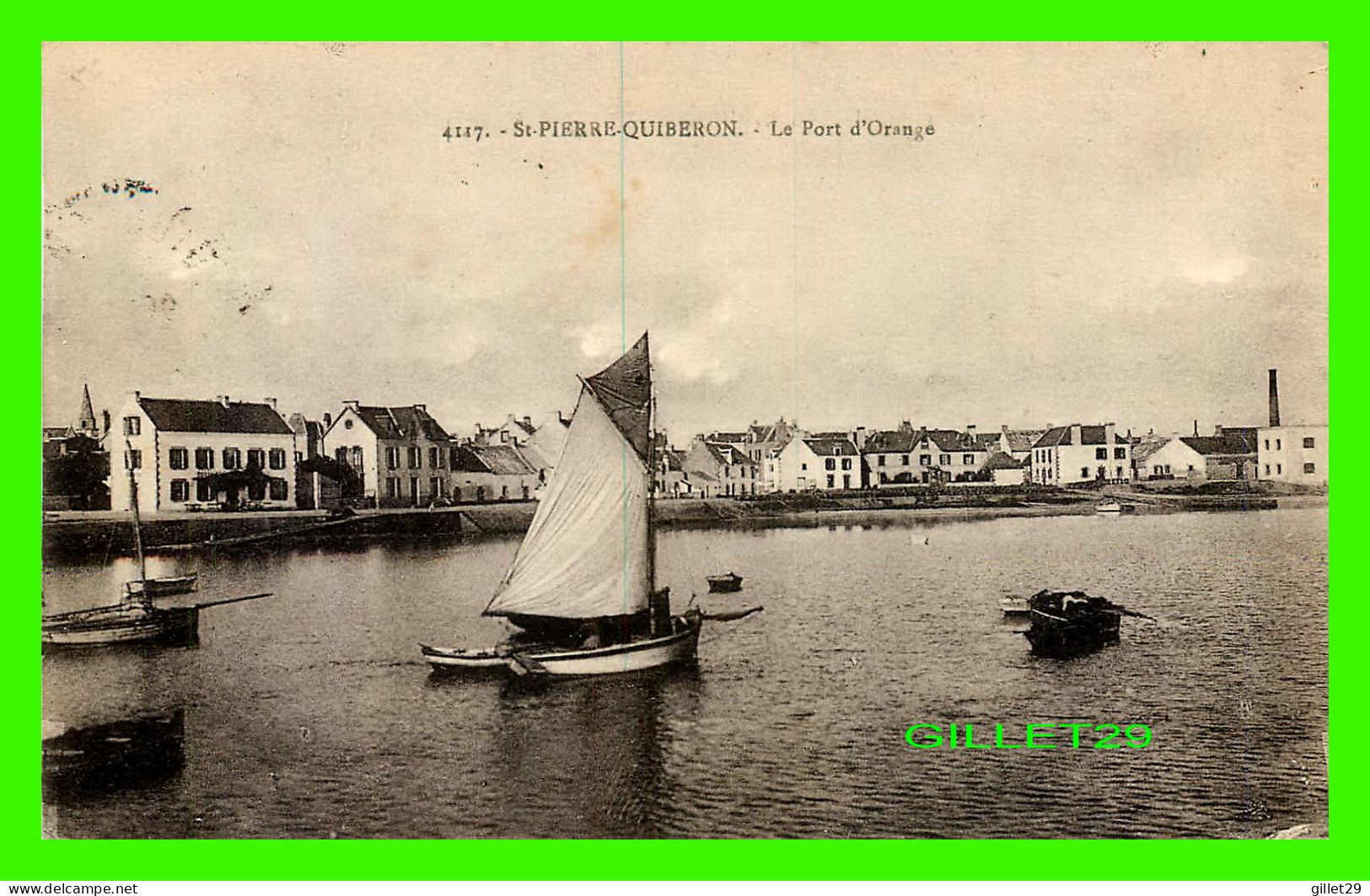 SHIP, BATEAU - VOILIERS DANS LE PORT D'ORANGE, ST PIERRE-QUIBERON (56) - CIRCULÉE EN 1928 - LAURENT-NEL - - Sailing Vessels