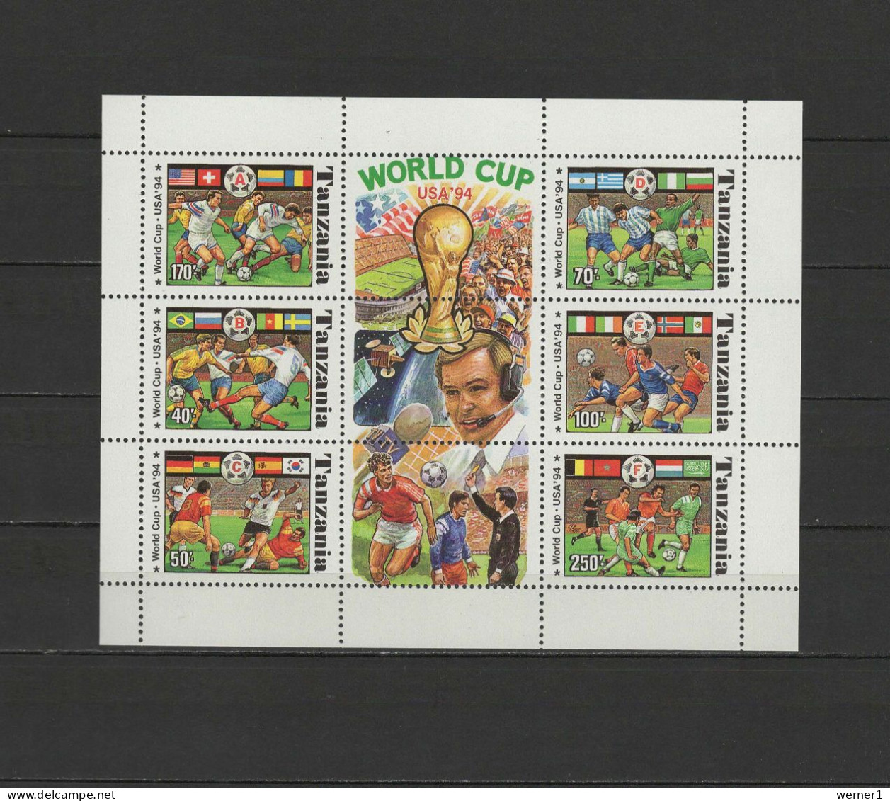 Tanzania 1994 Football Soccer World Cup, Sheetlet MNH - 1994 – Vereinigte Staaten