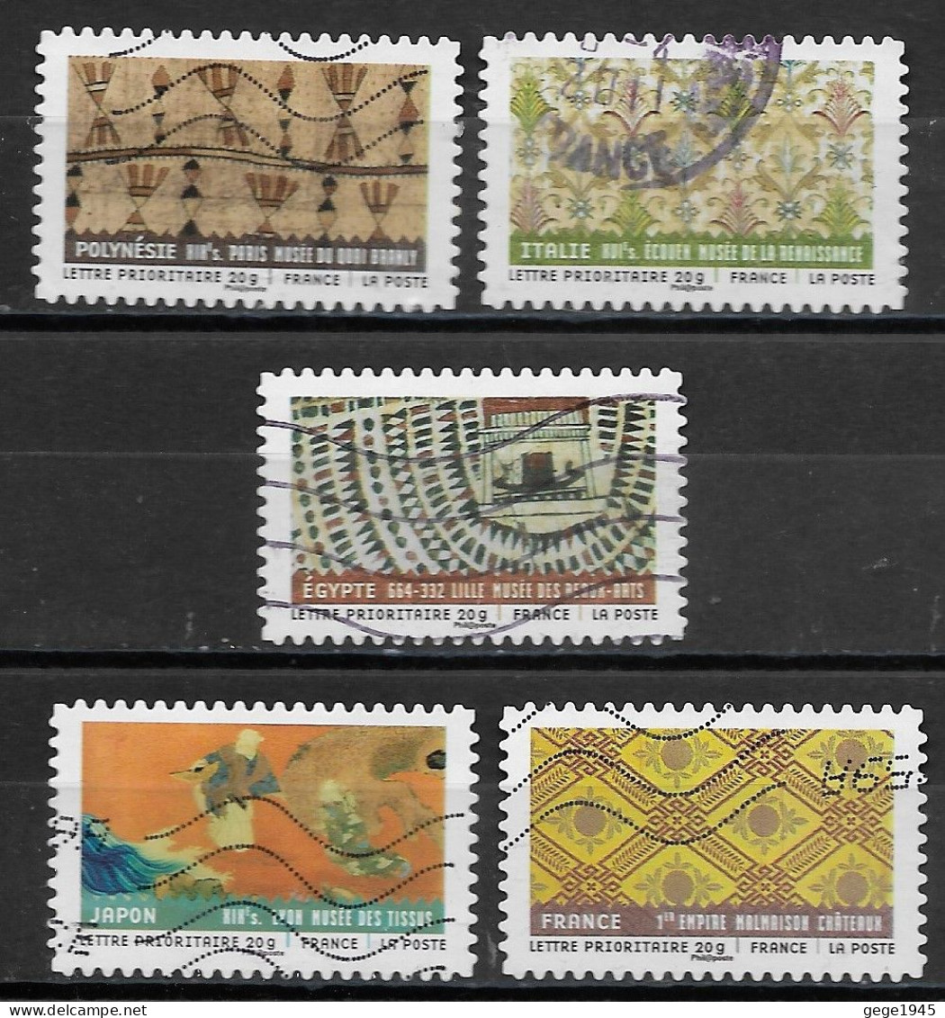 France  2011  Obitéré  Autoadhésif  N° 514 - 515  - 517 - 520 - 523   -  "  Tissus Du Monde  " - Used Stamps