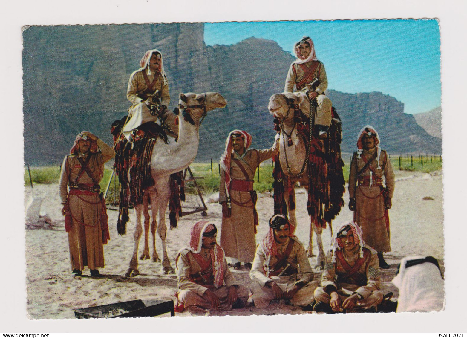 Kingdom Of Jordan Traditional Desert Guards With Camels, Vintage Photo Postcard RPPc AK (1265) - Jordanië