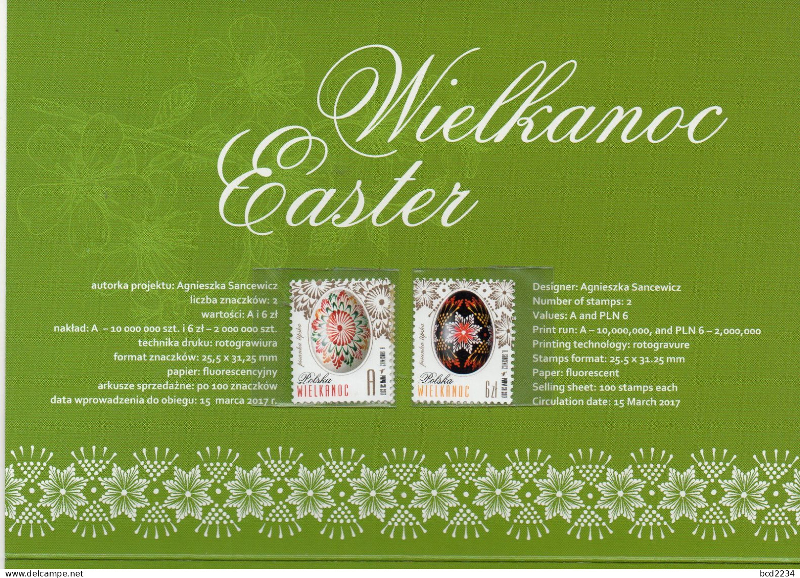 POLAND 2017 POLISH POST OFFICE LIMITED EDITION FOLDER: EASTER CULTURES CUSTOMS FDC POLISH FOLK ART COSTUMES PAINTED EGGS - Costumes