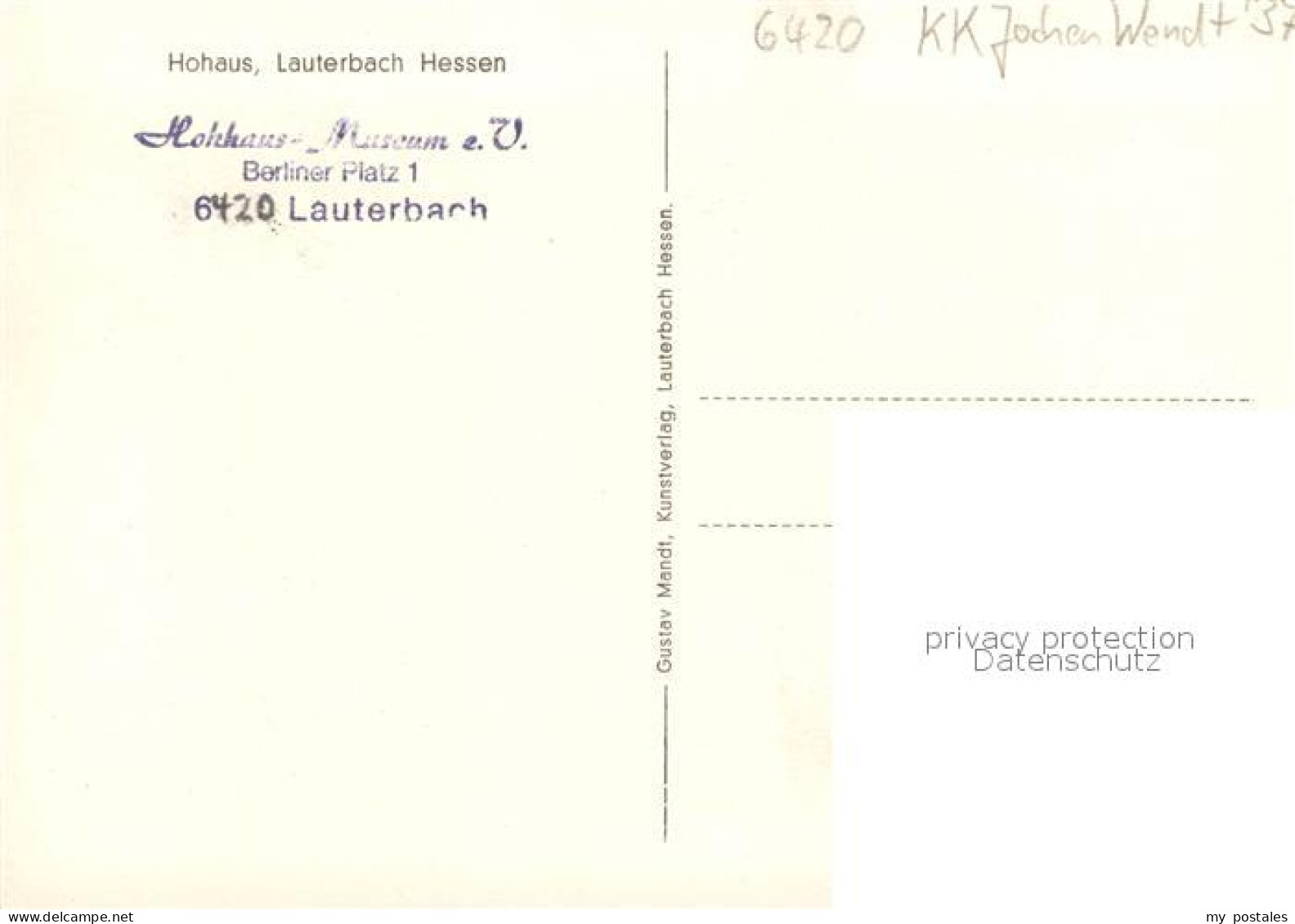 73707093 Lauterbach Hessen Hohaus Kuenstlerkarte Jochen Wendt Lauterbach Hessen - Lauterbach