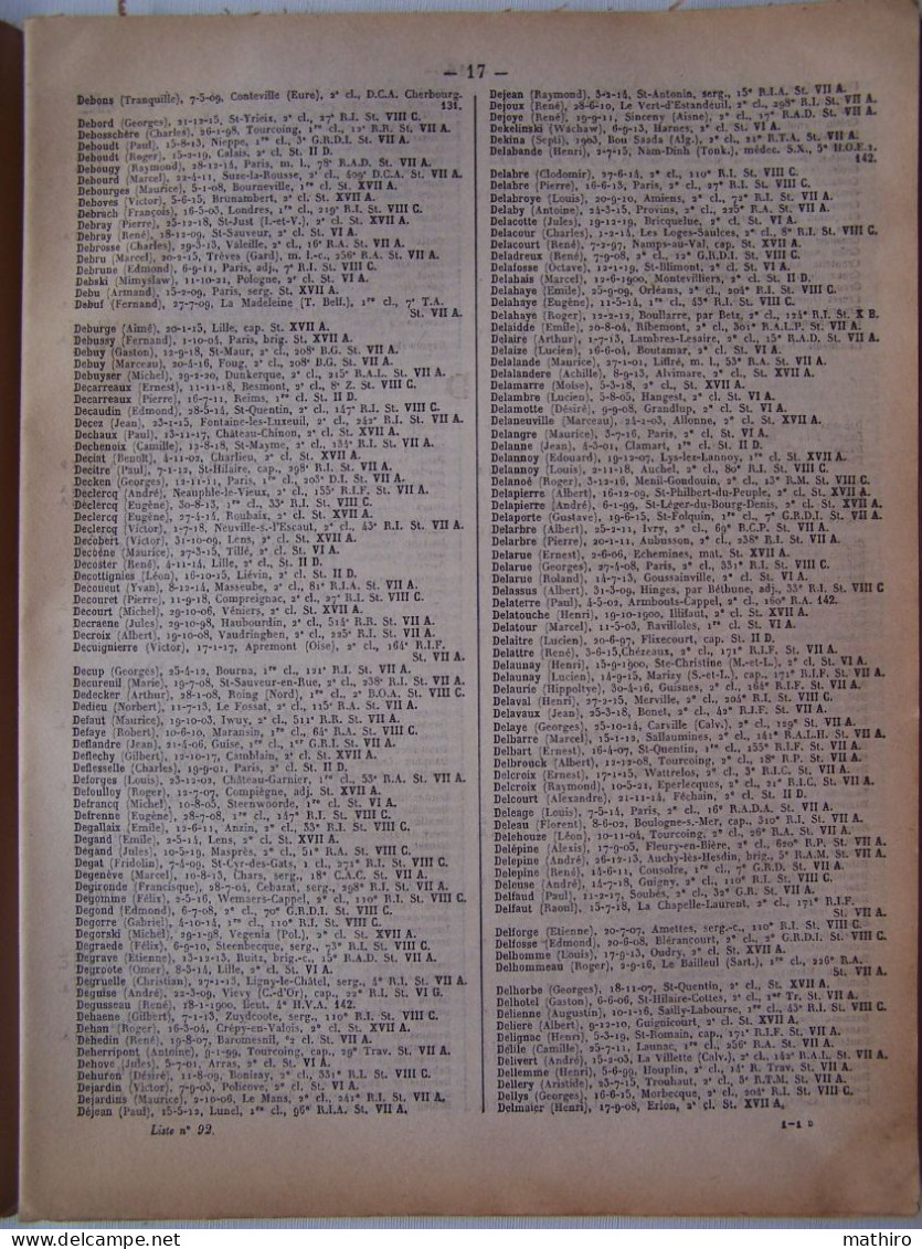 Liste Officielle De Prisonniers Français , N° 92, 19 Avril 1941 - 1939-45