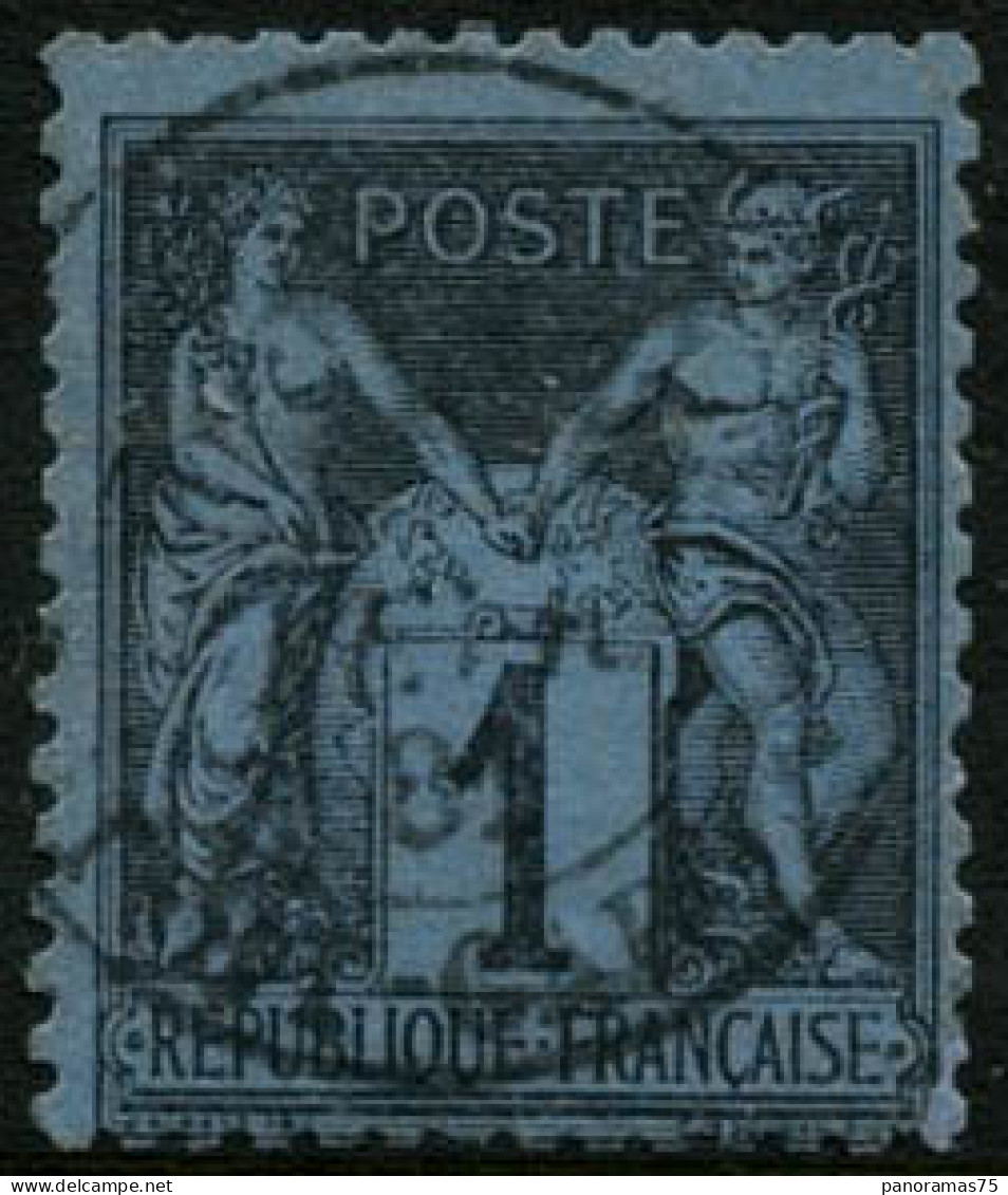 Obl. N°84 1c Noir S/bleu De Prusse, Infime Froissure - B - 1876-1898 Sage (Tipo II)