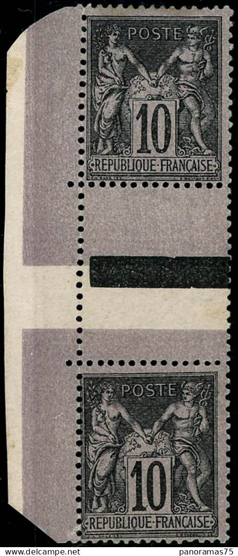 ** N°89f 10c Noir S/lilas, Paire Interpanneau Les 2 Types Se Tenant - TB - 1876-1898 Sage (Tipo II)