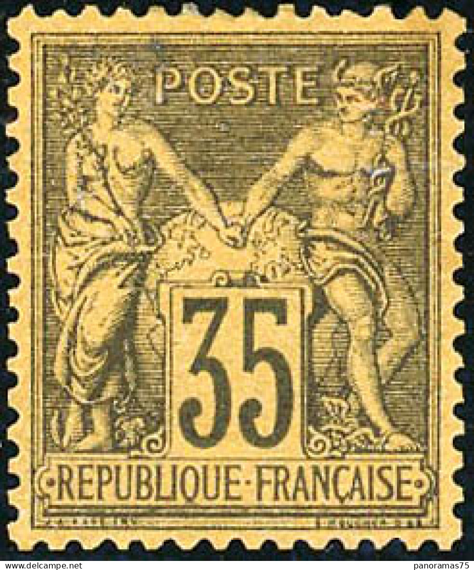 * N°93 35c Violet Noir S/jaune, Charnière Très Légère - TB - 1876-1898 Sage (Type II)