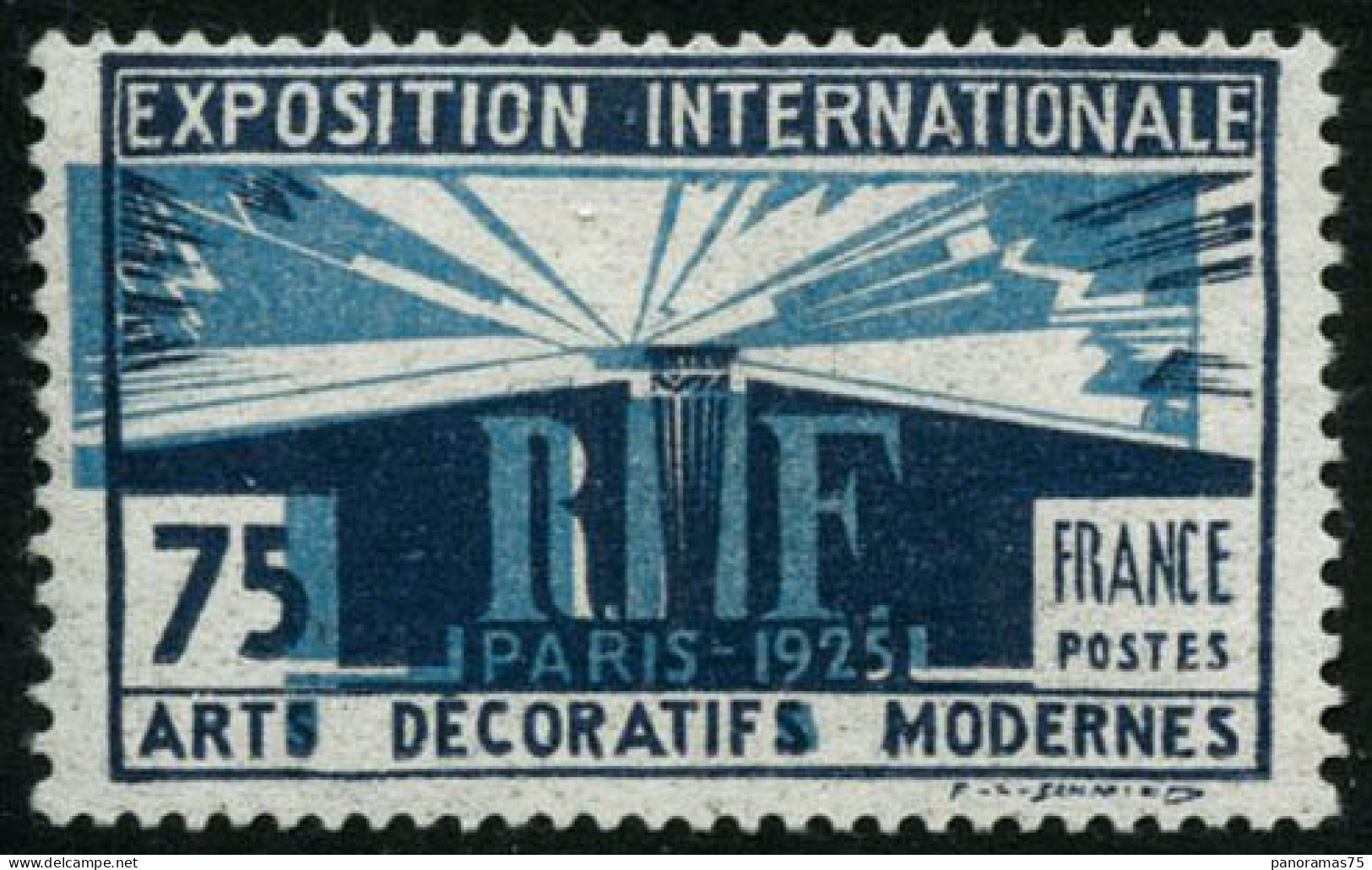 ** N°215 75c Bleu Foncé Et Bleu Spectaculaire Décalage Latéral De La Teinte De Fond, RARE - TB - Other & Unclassified