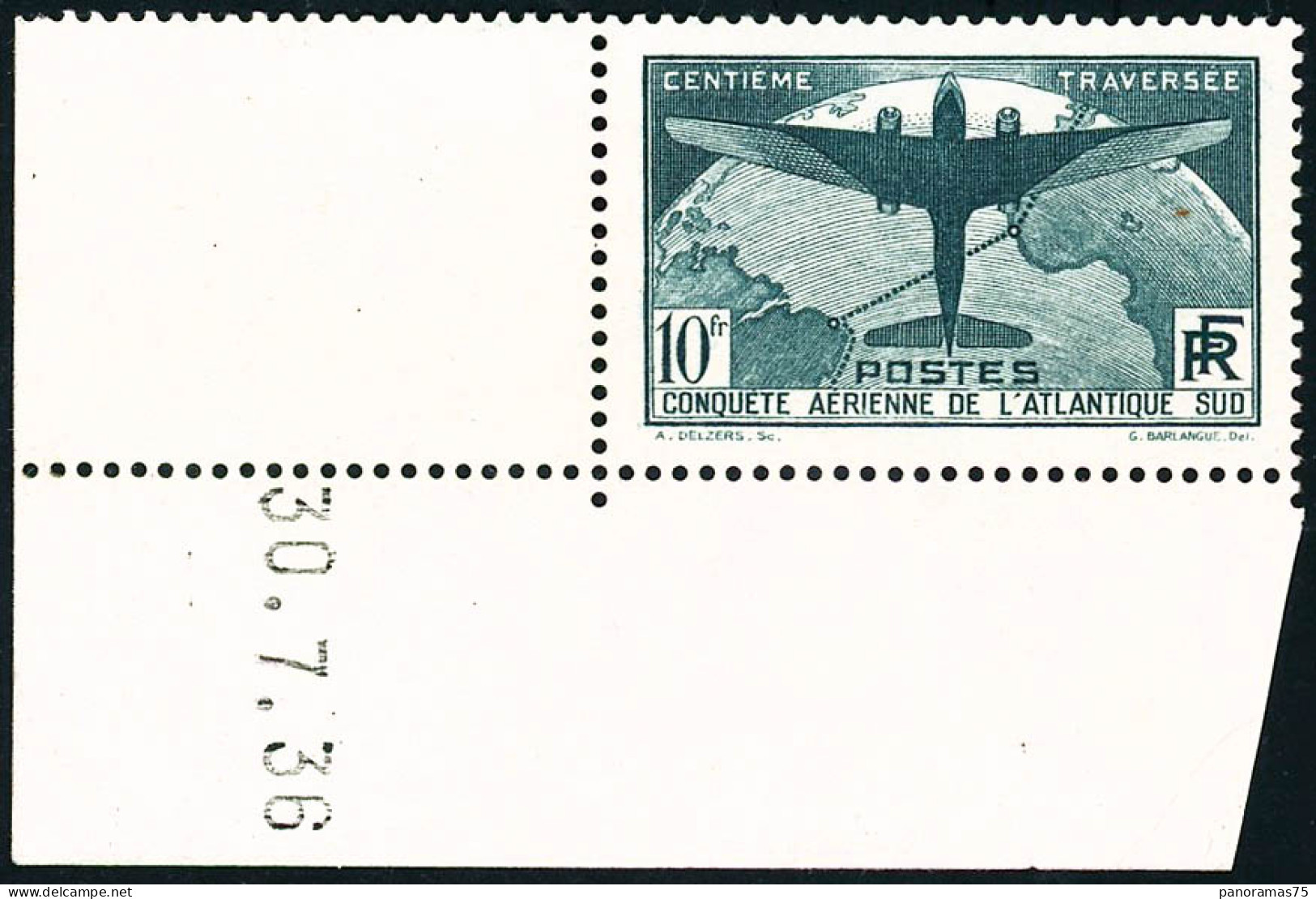 ** N°321 10F Vert, Coin Daté 30/7/36 - TB - Sonstige & Ohne Zuordnung