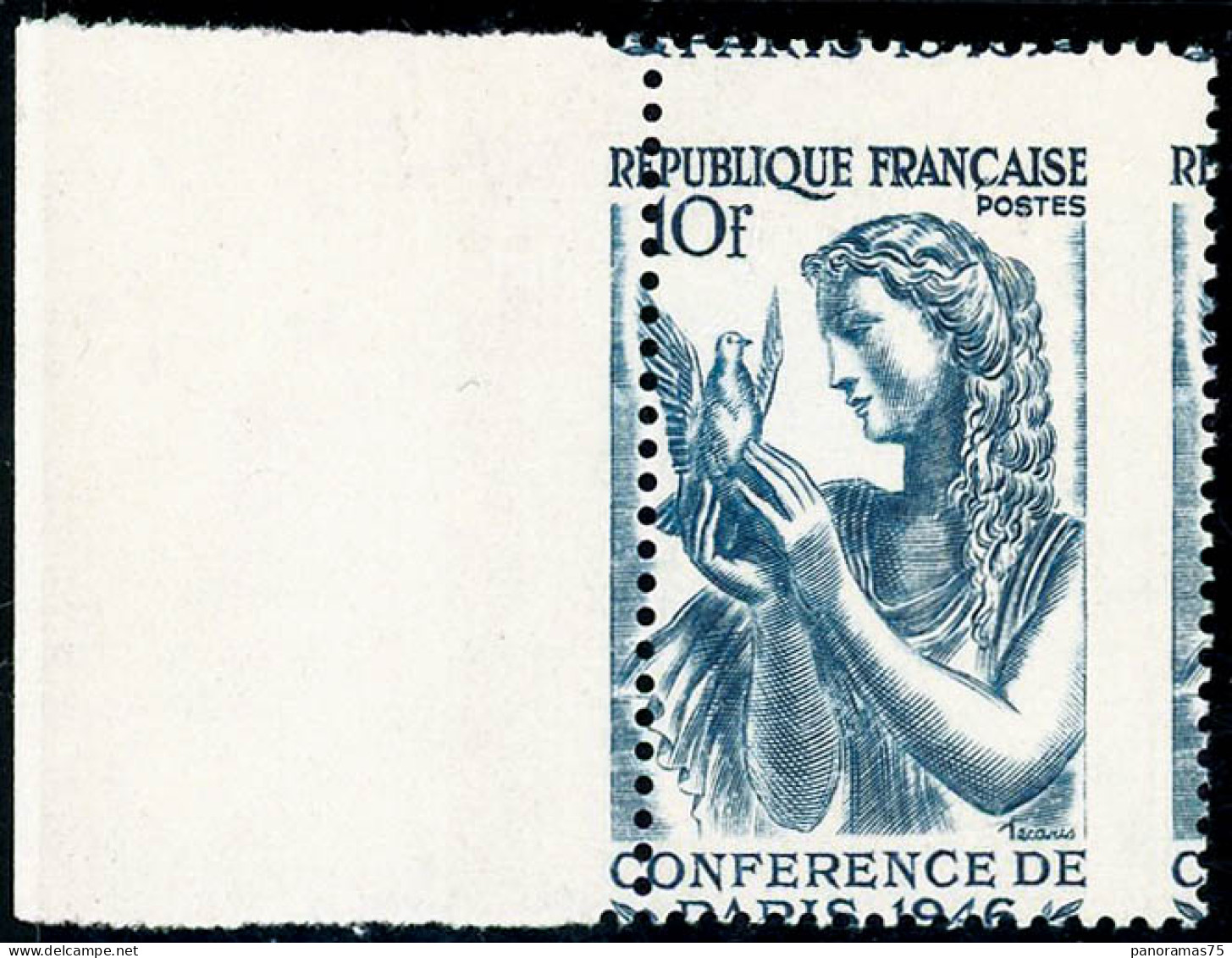 ** N°762 10F Colombe, Spectaculaire Décalage Latéral De La Dentelure - TB - Otros & Sin Clasificación