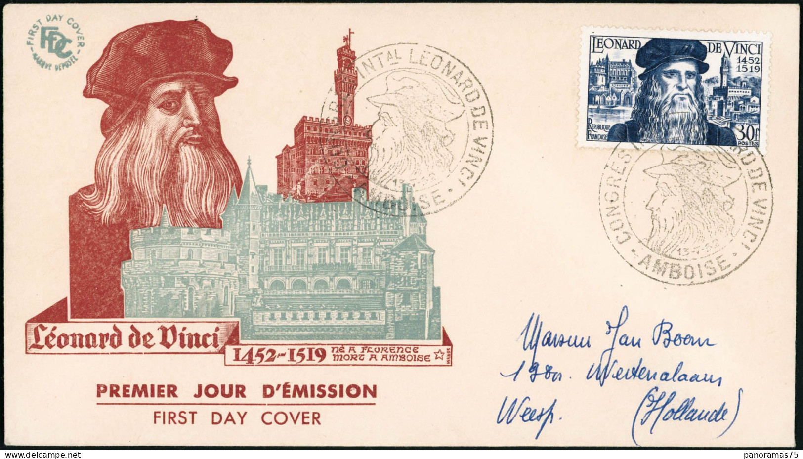 PJ N°929 30F Léonard De Vonci S/env 1er Jour, Cachet Spécial D'Amboise - TB - Altri & Non Classificati